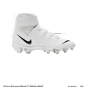 Nike Kids Force Savage Shark 2 White Football Cleats Mens 7.5 teens EUC